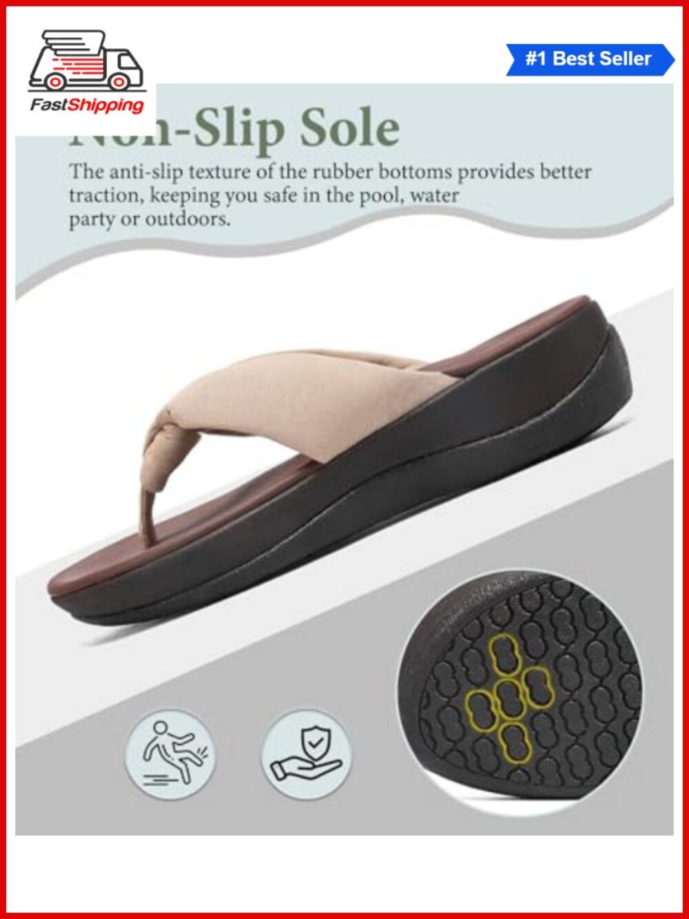 Women's Wedge Flip Flops Thick Cushion Comfort Walking Thong Sandals EVA - Picture 5 of 6